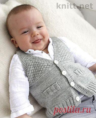 Вязаный жилет для ребенка 1/3 - 6/9 - 12/18 месяцев (2 - 3/4) года | knitt.net