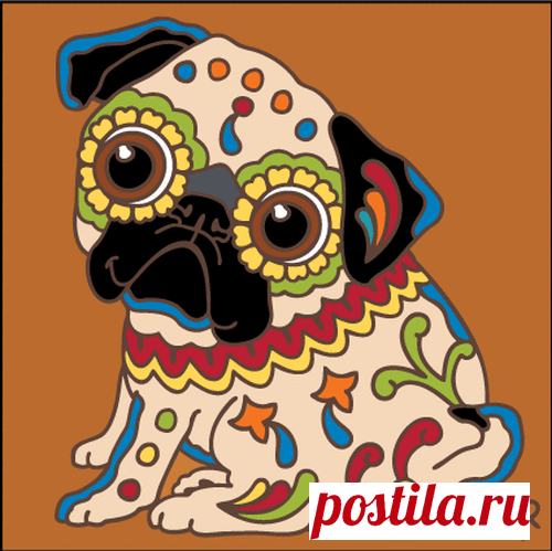 6x6 Tile Pug Popeyed Pup - Hand-N-Hand Designs