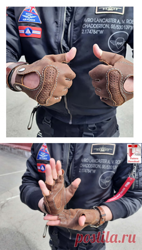 Выкройка «Беспалые перчатки»/Pattern PDF leather men&amp;#8217;s fingerless gloves &amp;#8212; SteampunkRUS96
