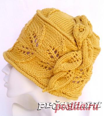 Лиственный узор спицами