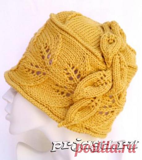 Лиственный узор спицами