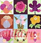24 цветочных пэчворка - 24 BLOSSOM BLOCKS TO APPLIQUE