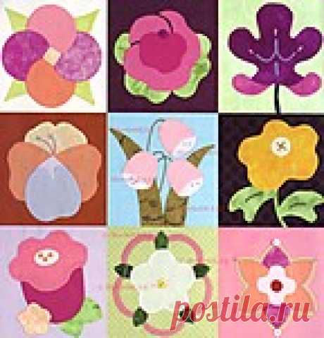 24 цветочных пэчворка - 24 BLOSSOM BLOCKS TO APPLIQUE