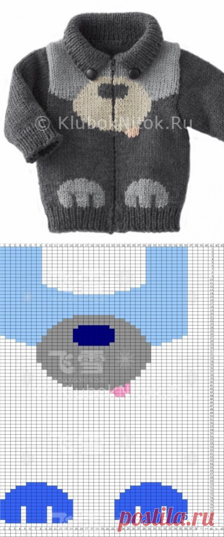 Кофта «Собачка» | Вязание для детей | Вязание спицами и крючком. Схемы вязания.
