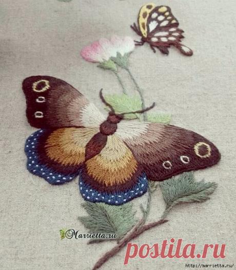 Вышивка гладью «Бабочка»