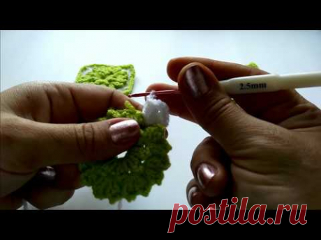 Красивый вязанный мотив для пледа  крючком