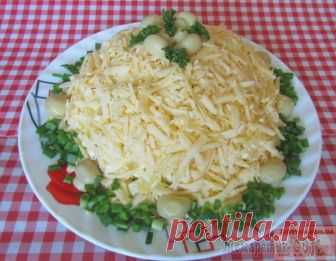 Cалат «Марго» с куриным филе и маринованными грибами