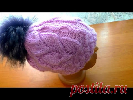 Зимняя двойная шапочка с  косами