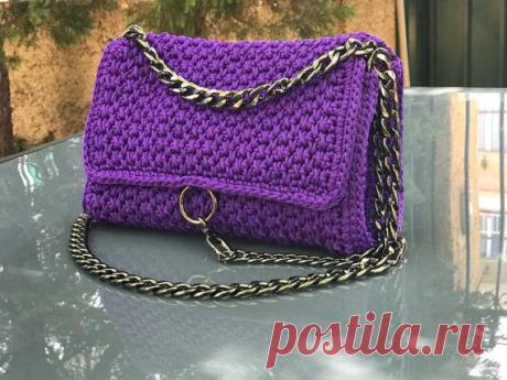 Purple crochet handbag 33*24*9