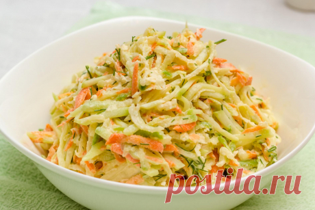Салат из зеленой редьки с огурцом и морковью — кулинарный рецепт
