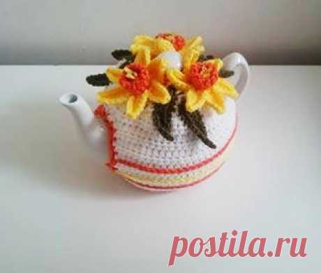 Daffodil Tea Pot Cozy 6 Cups Spring Easter Crochet от BezCreations