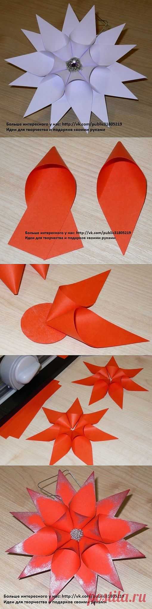 Красивая снежинка из бумаги на Новый год.