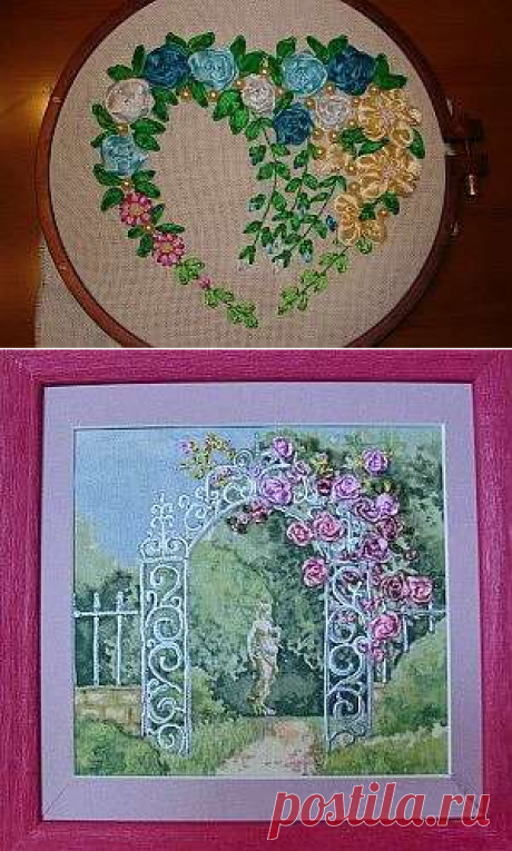 Учимся вышивать картины атласными лентами - делаем своими руками