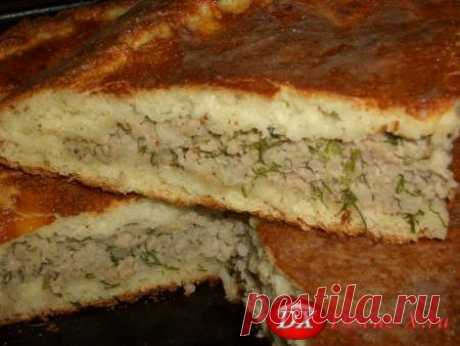 Дрожжевой пирог на манке с мясом,рисом и укропом