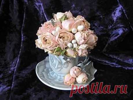 Букет из роз в кофейной чашке, или Как сделать милый сувенир - Ярмарка Мастеров - ручная работа, handmade