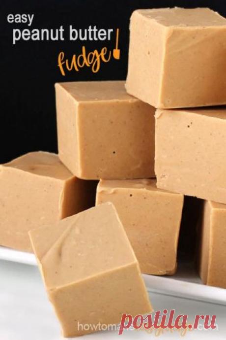 peanut butter fudge -- easy, microwave, 4-ingredient, creamy fudge recipe