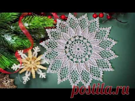 САЛФЕТКА - СНЕЖИНКА КРЮЧКОМ. ЧАСТЬ 1