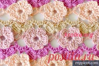 Вязание цветочного узора. Цветочный узор крючком для топа