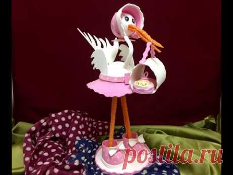 Como Hacer CIGUEÑA DE GOMA EVA - How to make a GOMA EVA stork with a baby