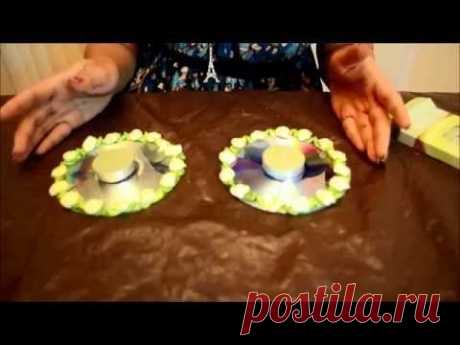DIY: How to make Candle holders out of waste CD's / Best from waste / Simple and Cheap! - YouTube