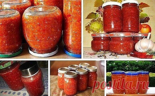 Аджика: 17 рецептов на любой вкус  
 
Рецепт №1 
5 кг помидоров, 1 кг сладкого перца, 16 штук горького перца, 300 г чеснока, 0,5 кг хрена, 1 стак. соли, 2 стак. уксуса, 2 стак. сахара. 
Все перемолоть на мясорубке, включая семечки из перца (в нем обрезаются только хвостики и внутри он не вычищается), добавить сахар, соль, уксус, дать постоять минут 50, разлить по бутылкам. Кипятить не нужно. Хранится хорошо в бутылках без холодильника. 
 
Рецепт №2 
200 г чеснока, 4 палочк...