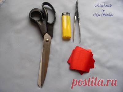 Домашняя волшебница - Мастер-класс МК "Перевернутый лепесток канзаши" (автор Брусничка )