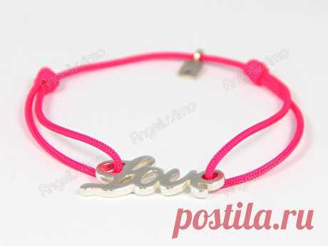 Браслет веревочный &quot;Love&quot; на розовой нити от Amorem