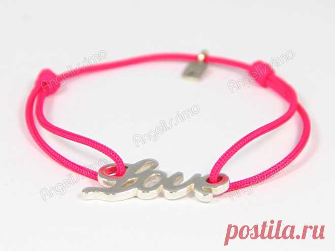 Браслет веревочный "Love" на розовой нити от Amorem