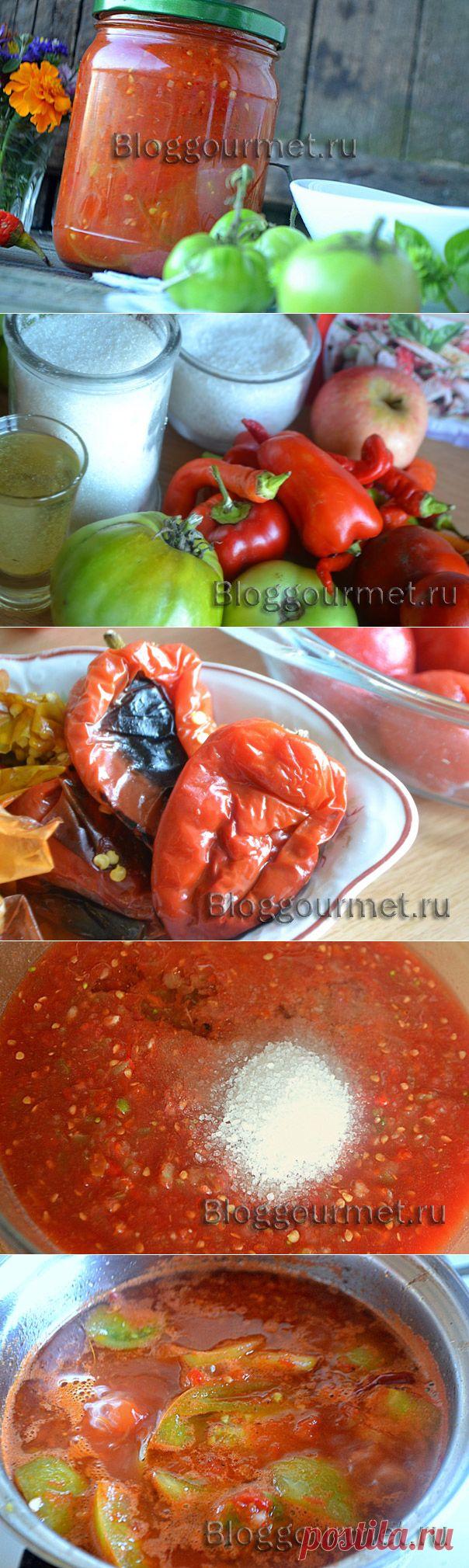 Зеленые помидоры в острой аджике