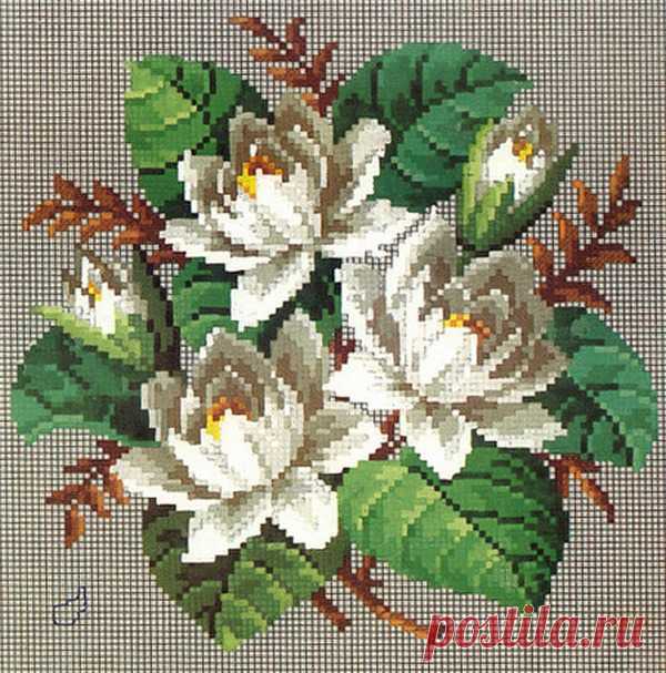 Вышивка крестом — красивые старинные схемы Petit Point