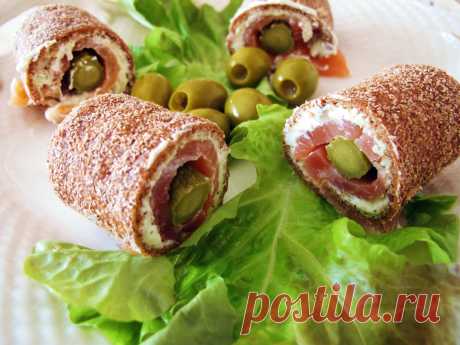Закусочные рулетики из ржаных хлебцев | Русская кухня