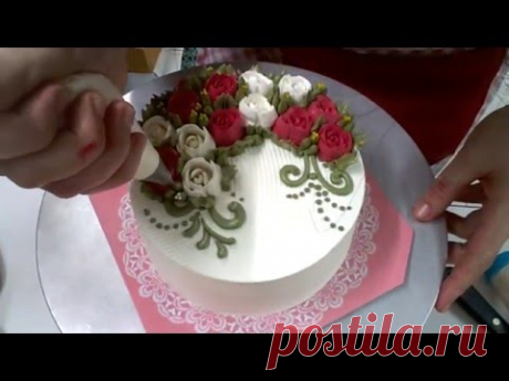 ใช้หัวบีบจากฝาขวดแต่งเค้ก how to pipe buttercream roses using a handmade nozzle tutorial