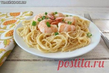 Лимонные спагетти с креветками