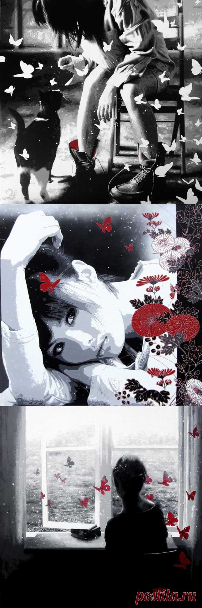 Монохромный рисунок. Nathalie Mulero Fougeras.