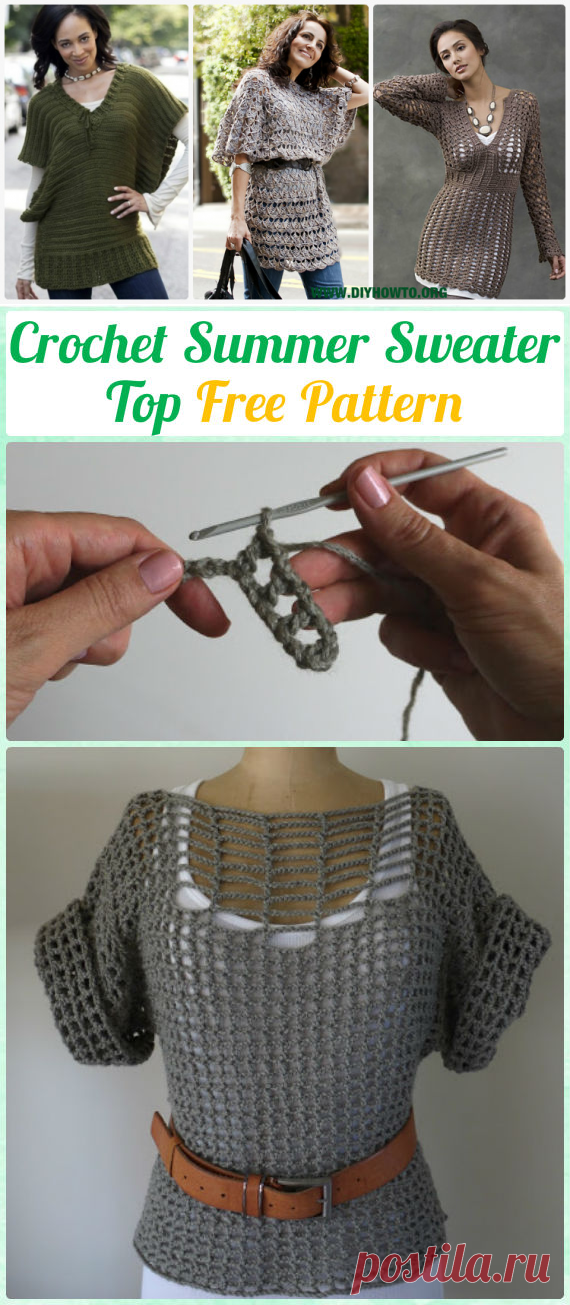Crochet Women Pullover Sweater Free Patterns [Tops & Tunics]