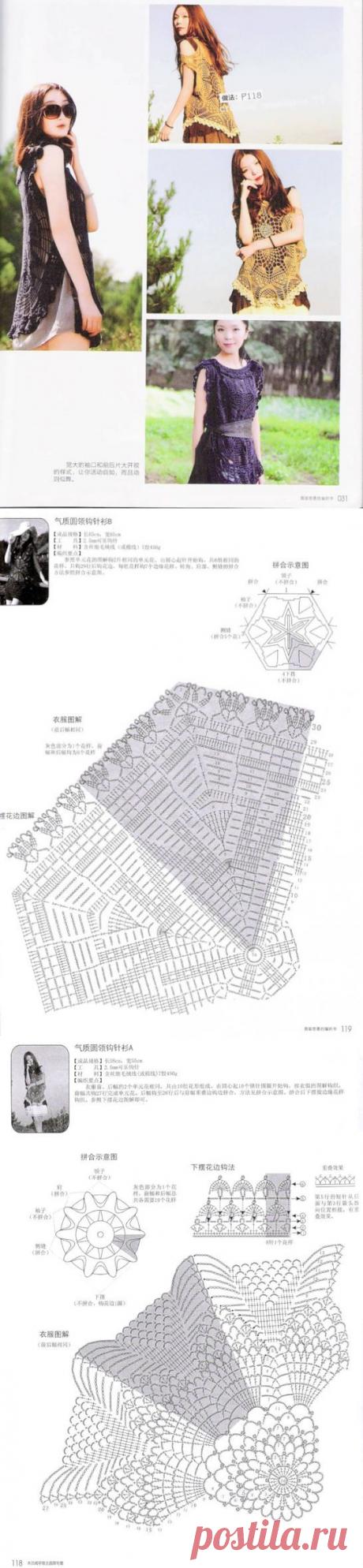 Топ-туника из круга или восьмиугольника.