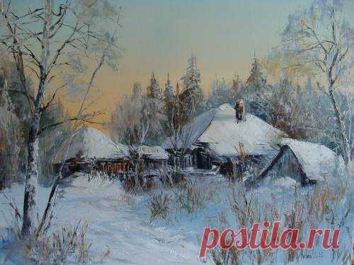 Картины (живопись) : Морозное утро. Автор Александр Алексеевич Леднев