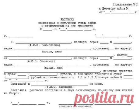 Как правильно писать расписку о возврате денежных средств (образец)?