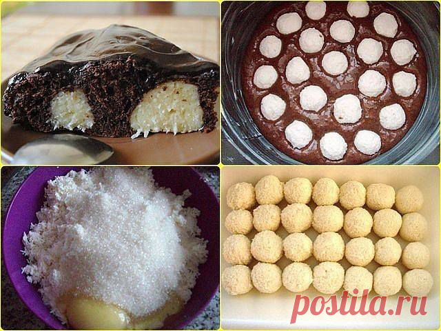 Шоколадный пирог с творожными шариками