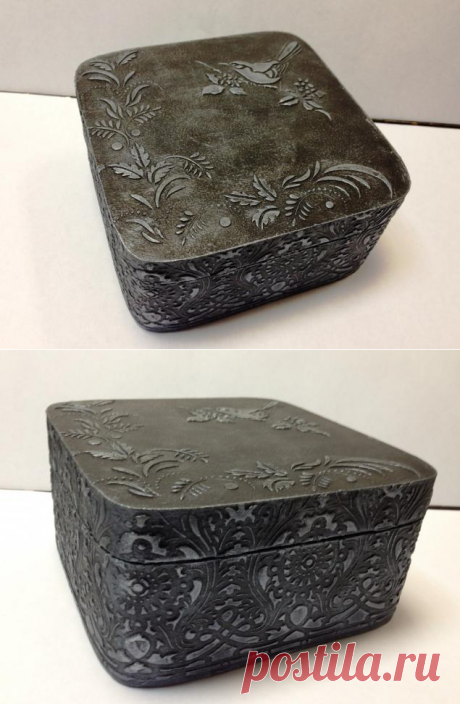&quot;Серебряная&quot; шкатулка - имитация чеканки по металлу! Превращаем дерево в серебро! - Ярмарка Мастеров - ручная работа, handmade