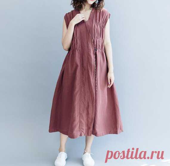 Summer dress women, dress sleeveless summer, khaki maxi dress, dark red dress, linen maxi dress, pleated dress 【Fabric】 cotton, linen 【Color】 khaki , dark red ,black 【Size】 Shoulder does not limit Bust 110cm / 43 Hip 162cm / 63 Length 113cm / 44    Have any questions please contact me and I will be happy to help you.