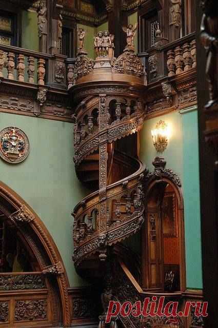 Beautiful Staircase in Peles Castle, Romania