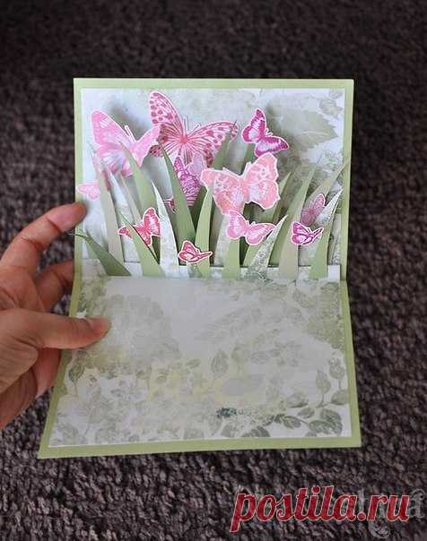 Открытка 3D с бабочками своими руками