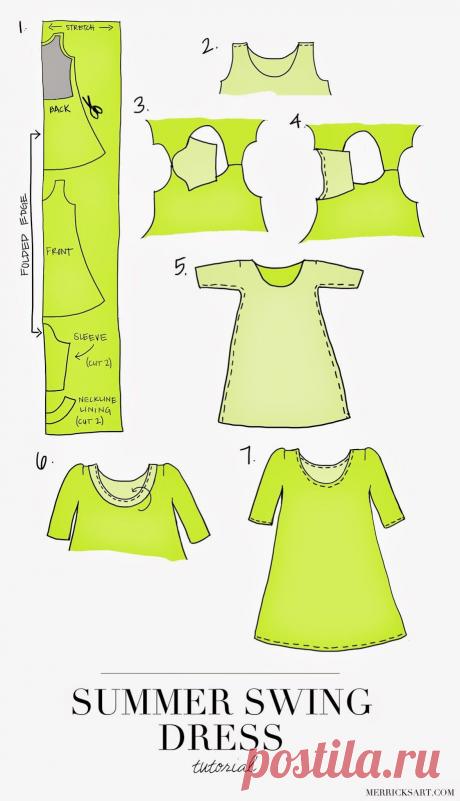Меррик искусства // Стиль + шитье для повседневной девушки: идеальное летнее платье качели (учебник)