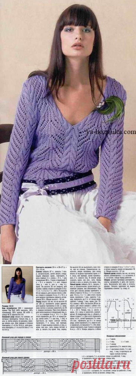 Пуловер спицами с красивой обвязкой горловины. Описание вязания женского пуловера спицами