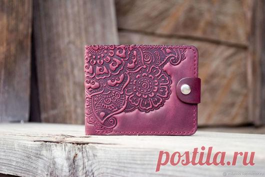 Маленький Бохо Кошелек женский кожаный марсала Восточный сад – купить в интернет-магазине на Ярмарке Мастеров с доставкой