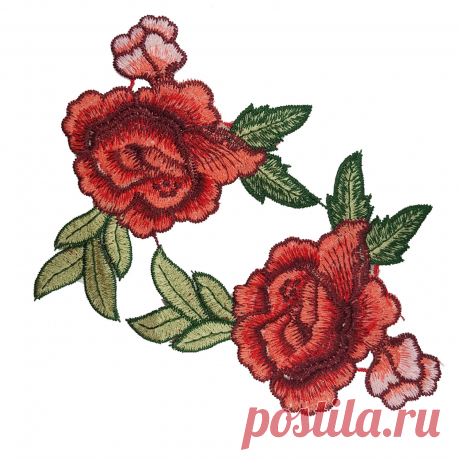 Embroidered Roses Flowers Sewing Appliques, Red Pink Sew on Flowers 2 pcs