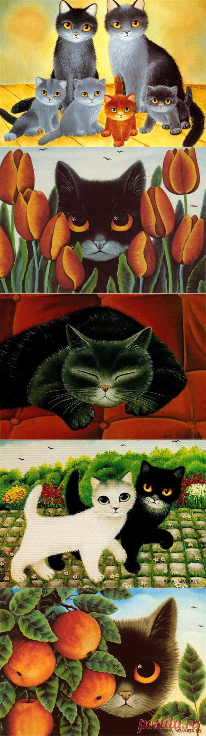 С Днём кошек! Художник Anna Hollerer.