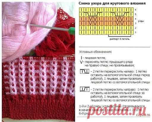 Двухцветный узор спицами