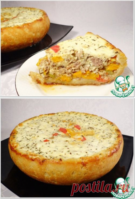 Пирог из сладкого перца и фарша.